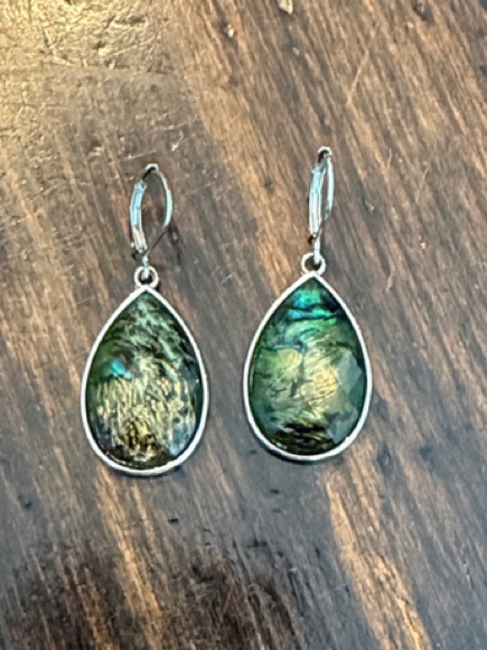 Teardrop Labradorite Stone Costume Drop Earrings - Women Jewelry